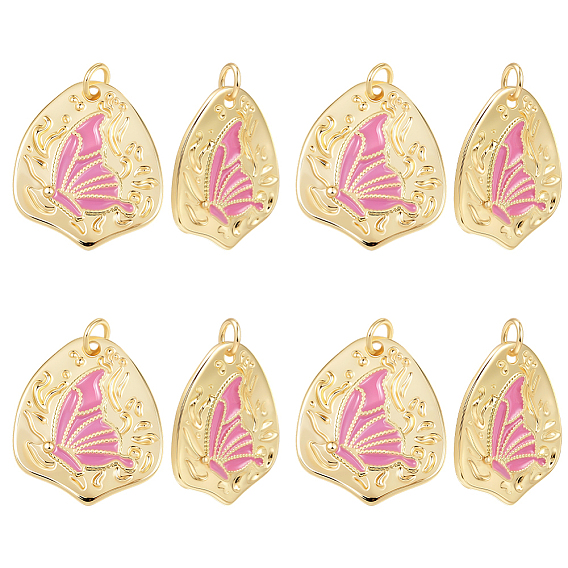 8подвески из латуни с эмалевым покрытием, с целью перехода в кольце, без кадмия и без свинца, реальный 18 k позолоченный, нестандартной формы с подвеской-бабочкой