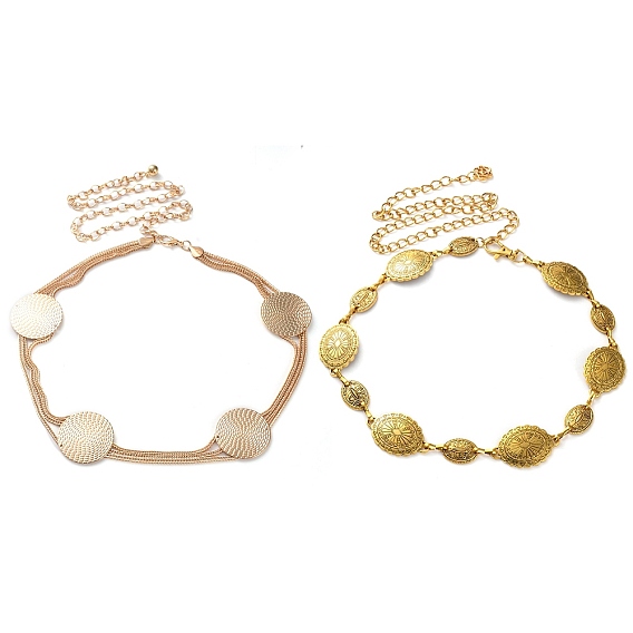 Сплав цепных ремней с цветочным узором/плоскими круглыми звеньями, западный пояс кончо, для рубашки юбка платье пальто