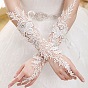 Кружевные перчатки с цветочным принтом, со стеклянной фурнитурой, для свадебных принадлежностей невесты