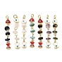 Ocean Gemstone Chip Pendants, Brass Enamel Fish Charms, Rack Plating, Long-Lasting Plated, Cadmium Free & Lead Free, Real 18K Gold Plated