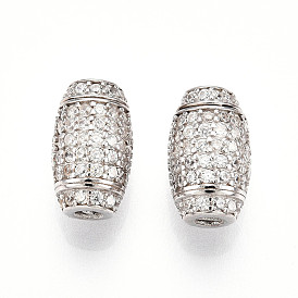 925 европейские застежки из стерлингового серебра с микропаве из прозрачных кубических цирконий, подвески-клипсы с 925 штампом, родий