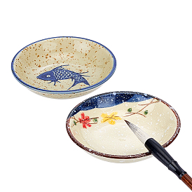 4 piezas 4 estilos tintero de porcelana, plano y redondo