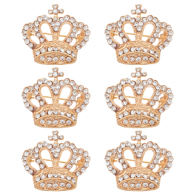 6 шт. брошь в виде короны из кристаллов и страз, Изысканная булавка на лацкан со стразами из сплава для платьев-рубашек