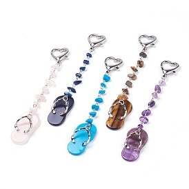 Gemstone grands pendentifs, avec alliage homard fermoirs pince, tongs / chancla