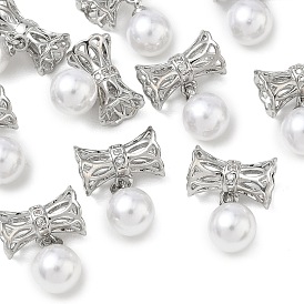 Shegrace Messing-Mikropavé-Zirkonia-Röhrchenperlen, abs mit Imitationsperle, cadmiumfrei und bleifrei und nickelfrei