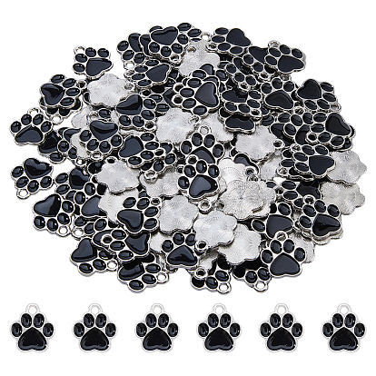 120 шт. Подвески из сплава эмали, платина, без свинца и без кадмия, очарование отпечатка лапы