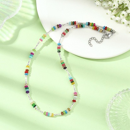 Natural & Synthetic Mixed Stone Bead Necklaces, with Synthetic Hematite Bead