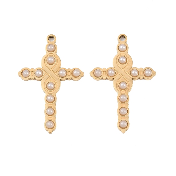 304 подвески из нержавеющей стали и АБС-пластика с имитацией жемчуга, крест прелести