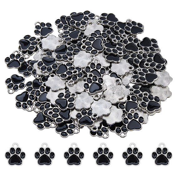 120 шт. Подвески из сплава эмали, платина, без свинца и без кадмия, очарование отпечатка лапы