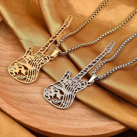 201 полые ожерелья в виде гитары из нержавеющей стали