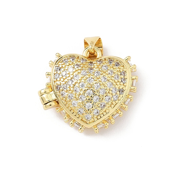 Подвески-медальоны в форме сердца из латуни с прозрачным кубическим цирконием, без свинца и без кадмия, долговечный, стойки покрытие, реальный 18 k позолоченный