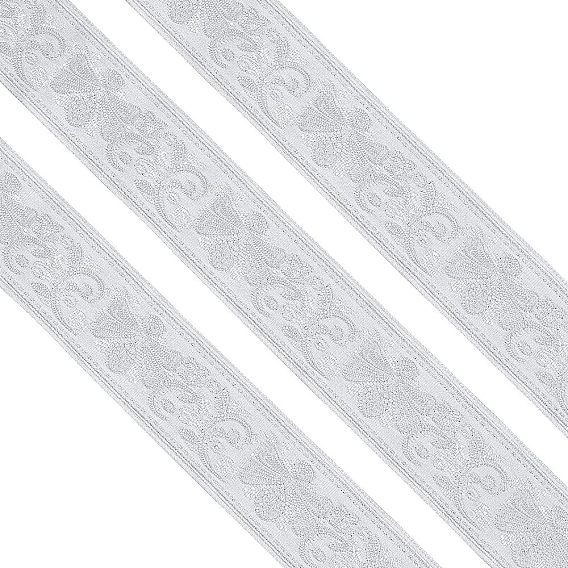 Rubans de polycoton à broder de style ethnique, ruban jacquard, ruban tyrolien, avec motif de fleurs, accessoires du vêtement