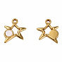 304 Stainless Steel Charms, with White Shell, Star
