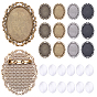 DIY Oval Brooch Making Kits, including 12Pcs Alloy Brooch Cabochons Settings, 12Pcs Glass Cabochons