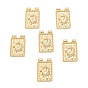 Brass Micro Pave Cubic Zirconia Pendant, Long-Lasting Plated, Rectangle with Moon