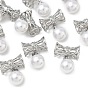 SHEGRACE Brass Micro Pave Cubic Zirconia Tube Beads, with ABS Imitation Pearl, Cadmium Free & Lead Free & Nickel Free