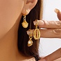 Серьги-подвески из сплава с застежкой-крючком, формы раковины, с пластиковой имитационной жемчужиной