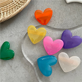 Summer Jelly Color Plastic Love Hair Clip - Cute Peach Heart Duckbill Clip