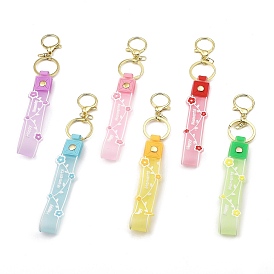 Flower PVC Rope Keychains, with Zinc Alloy Finding, for Bag Quicksand Bottle Pendant Decoration