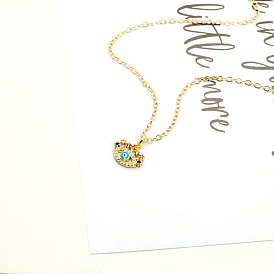 Vintage Eye Necklace with Colorful Rhinestones and Hollowed-out Design
