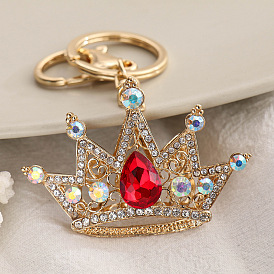 Cute Creative Metal Keychain Pendant Car Hanging Gift - Crown with Diamond Decoration