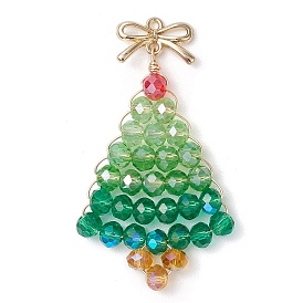 Подвески из золотого стекла и сплава, елка с бантом