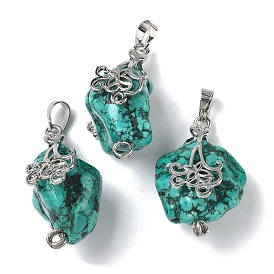 Окрашенные необработанные натуральные магнезитовые подвески, самородки прелести, с стеллаж металлизированный платины тон выводов латуни