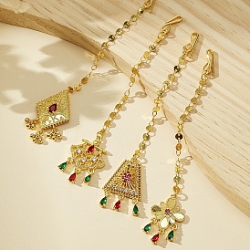 Цепочка для наращивания волос в этническом стиле с кисточками из латуни и кубическим цирконием для женщин, заколки для волос