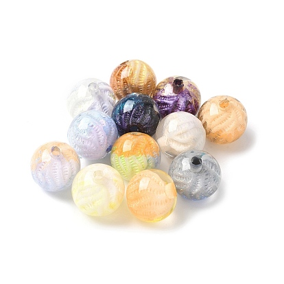 Двухцветные прозрачные акриловые бусины, бусины ручной работы, круглые, с блестящей пудрой и эмалью