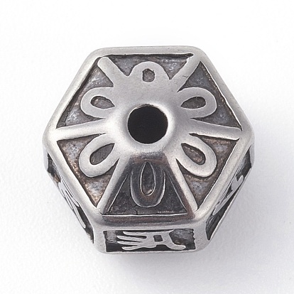 316 perles chirurgicales en acier inoxydable, hexagone avec des fleurs