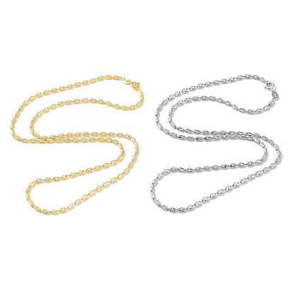 925 Sterling Silver Bead Chains Necklace for Women, Textured, with 925 Stamp & Spring Clasp