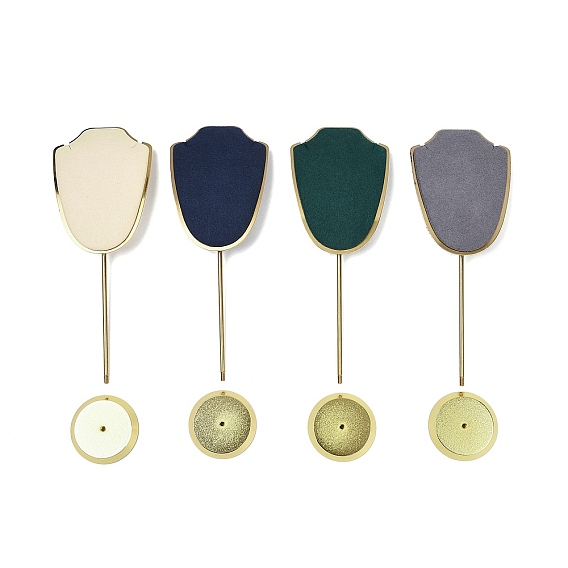 Подставки для ожерелий из микрофибры в форме бюста с подставкой из алюминиевого сплава золотистого оттенка