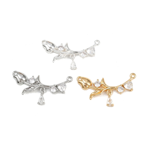 Подвески-соединители из латунных прозрачных кубических цирконий, цветок