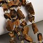 Natural Tiger Eye Beads Strands, Raw Rough, Nuggets, with Seed Beads