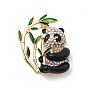Симпатичные броши-булавки в виде панды из бамбукового сплава с черной эмалью, с кристально горный хрусталь