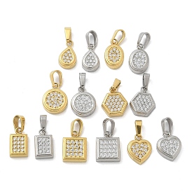 Ion Plating(IP) 304 Stainless Steel Micro Pave Cubic Zirconia Pendants