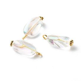 Transparent Acrylic Pendants, with Iron and Alloy Finding, Oval