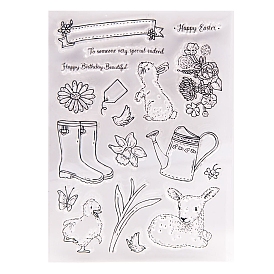 Easter Silicone Clear Stamps, for DIY Scrapbooking, Photo Album Decorative, Cards Making, Rabbit & Deer & Chick, Easter Theme Pattern