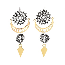 Alloy Moon Phase & Donut & Kite Dangle Earrings, Bohemia Style Long Drop Earrings for Women
