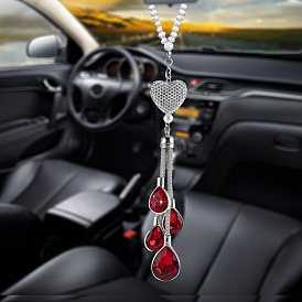 Car Rearview Mirror Pendant Alloy Metal Pendant Decorative Rhinestone Pendant Car Crystal Interior Decoration Car Accessories