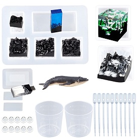 SUNNYCLUE DIY Display Decorations Makings, with Silicone Molds, Whale Plastic Decorations, Broken Sandalwood, Latex Finger Cot, Plastic Transfer Pipettes, Plastic Measuring Cup