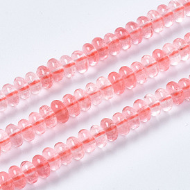 Cherry Quartz Glass Beads Strands, Rondelle