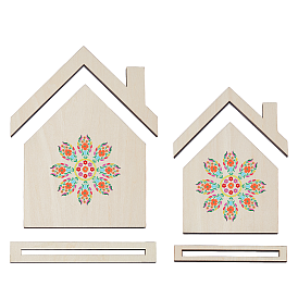 2 шт 2 стили деревянные вышитые держатели карточек в форме домика, настольная подставка для ювелирных изделий для карточек с вышивкой