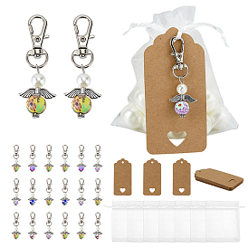 20подвеска-ангел из искусственного жемчуга, акрила и полимерной глины ручной работы, с карабинами из сплава и подарочными пакетами из органзы, а также бумажными карточками., платина