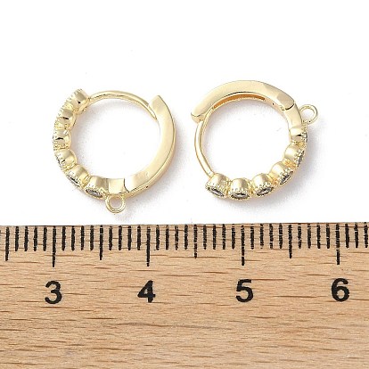 Brass Micro Pave Cubic Zirconia Hoop Earrings Findings, Ring