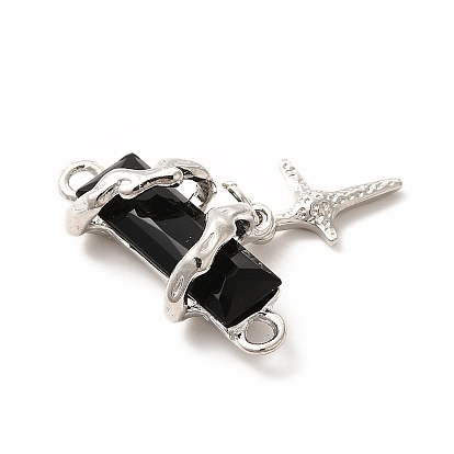 Alloy Connector Charms, with Black Resin, Cross Links