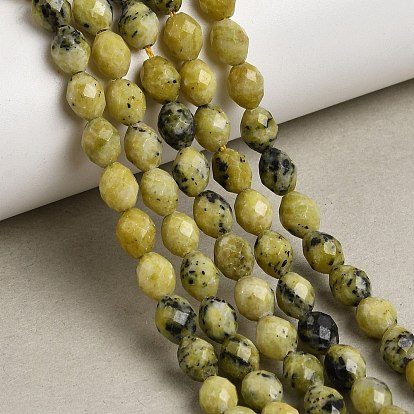 Бусы из натуральной желтой бирюзы (яшмы), граненые, рис