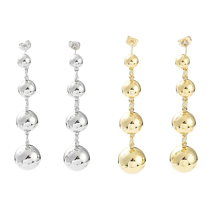 Brass Round Ball Dangle Stud Earrings for Women