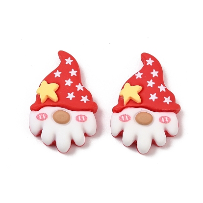 Кабошоны из непрозрачной смолы, окрашенные распылением, рождественский гном