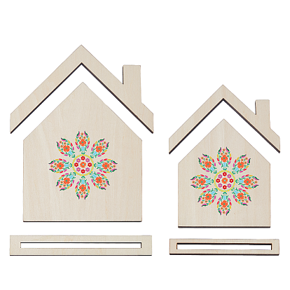 2 шт 2 стили деревянные вышитые держатели карточек в форме домика, настольная подставка для ювелирных изделий для карточек с вышивкой